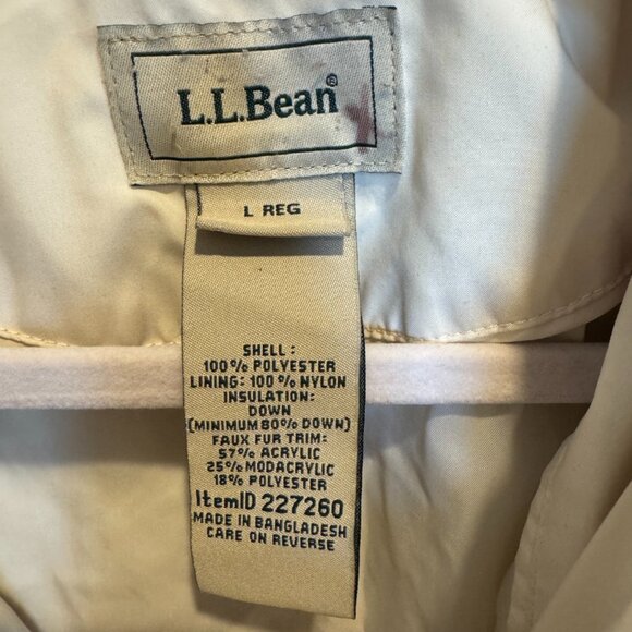 L.L.Bean Long Down Puffer Coat – Cream/Ivory – Women’s Size L Regular - Picture 5 of 5